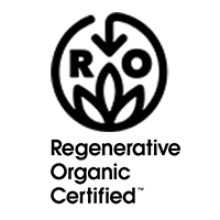 Logo with 'ROC Regenerative Organic Certified' and leaf design.