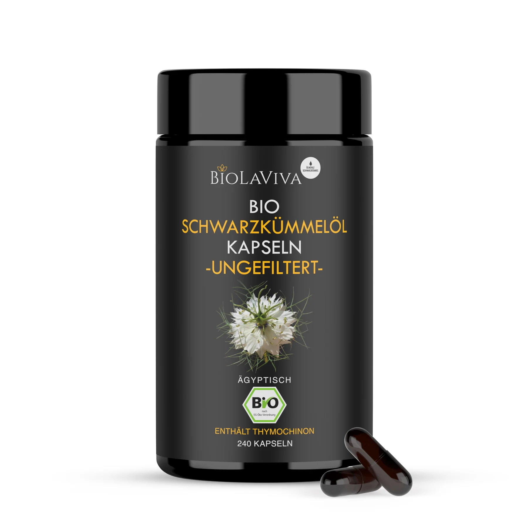 Bio Schwarzkümmelöl Kapseln ungefiltert 240 Stück