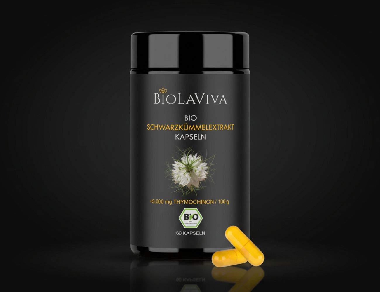 Bio Schwarzkümmelöl Kapseln von Biolaviva mit Thymochinon