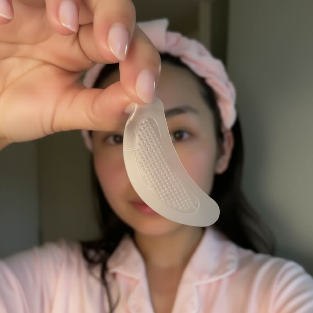 Creator showing under eye patch to the camera.