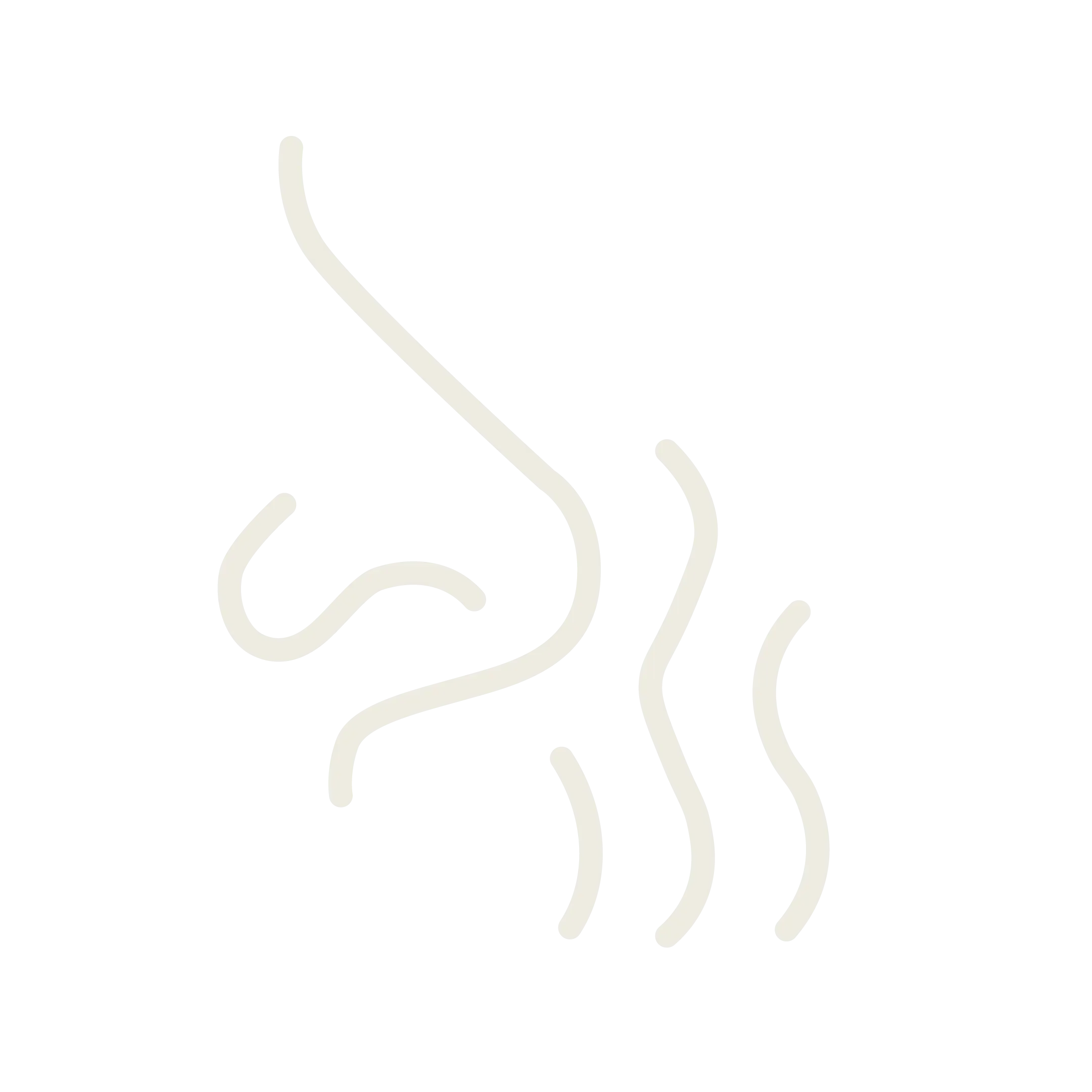 Stylized icon of a nose smelling wavy lines.