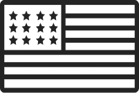 A stylized American flag patch in shades of green and black.