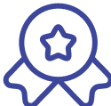 Blue outline of a ribbon with a star in the center.