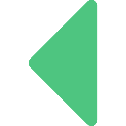 A solid green, left-pointing triangle with rounded corners on a white background.