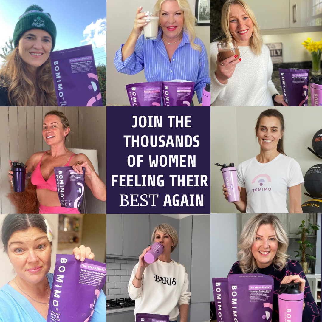 Collage of women holding Bomimo products, with text 'Join the thousands of women feeling their best again.'
