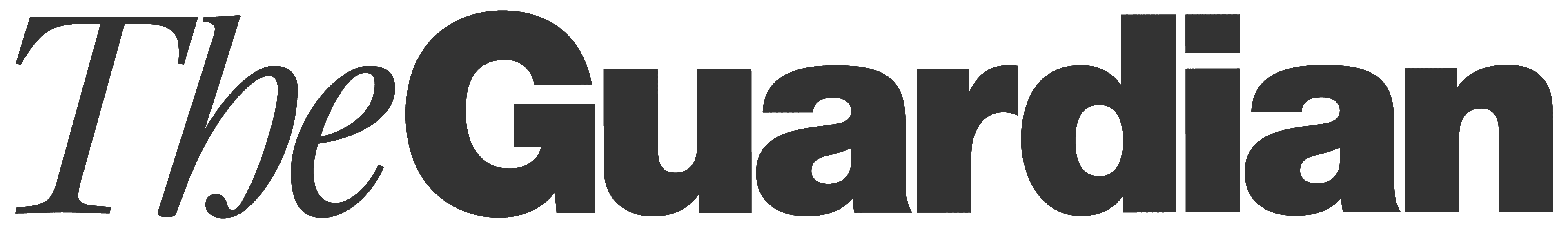 The Guardian newspaper logo in dark gray text on a white background.