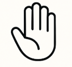 Simple black outline of an open hand on a white background.