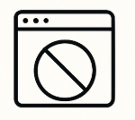 Placeholder image of a browser window with a prohibition symbol.