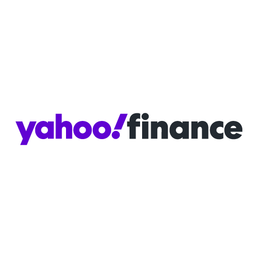 Yahoo Finance logo with purple and black text.