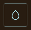A light blue outline of a water droplet inside a rounded square on a dark brown background.