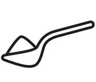 Simple line drawing of a spoon with a mound of sugar.