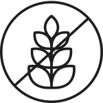 A crossed-out wheat symbol indicating gluten-free.