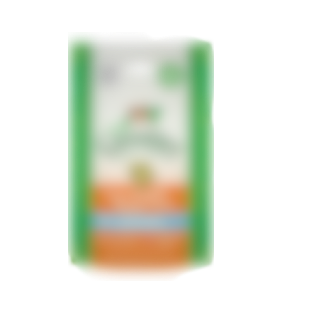 A very blurry image of a rectangular package with green, white, and orange coloring.