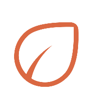 Simple orange leaf icon on a transparent background.