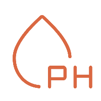 Orange outline of a droplet with 'PH' text inside.