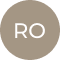 A circular, brownish-gray icon with the letters 'RO' in white text.