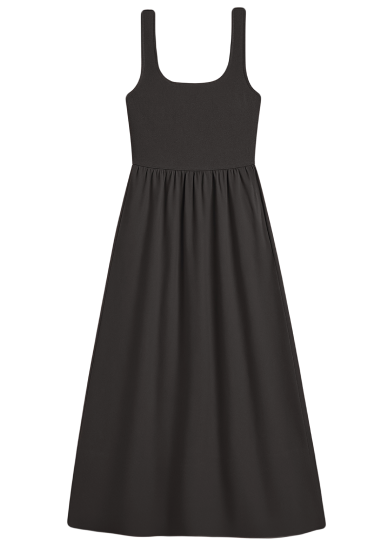 knee length dresses for ladies Rove Alma Midi Dress - Textured Cotton Warm Red, S