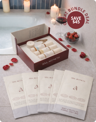 Autumn Glow skincare bundle gift set with hydrogel sheet masks and full-size products