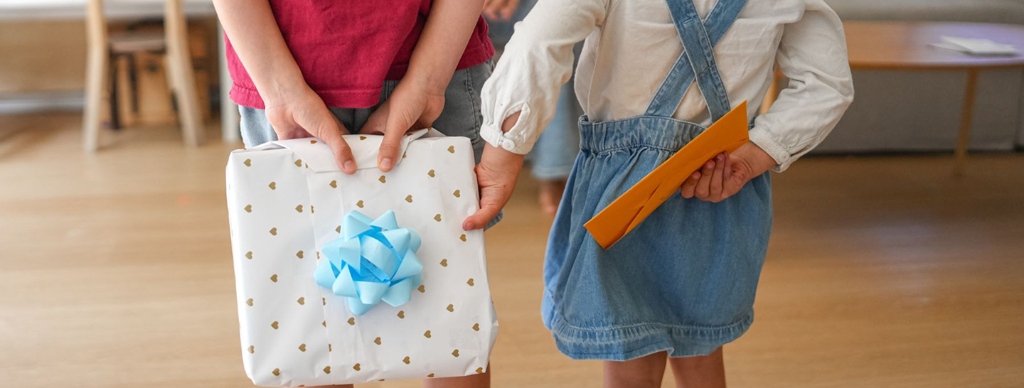 Kids with a mother's day present