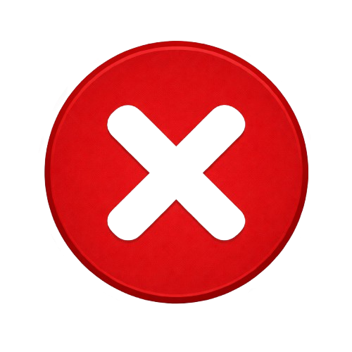 A white X with rounded corners inside of a textured red circle.