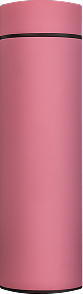 Pink cylindrical container with a lid.