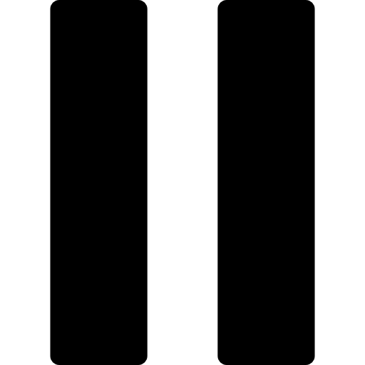 A black and white pause icon with two vertical bars.