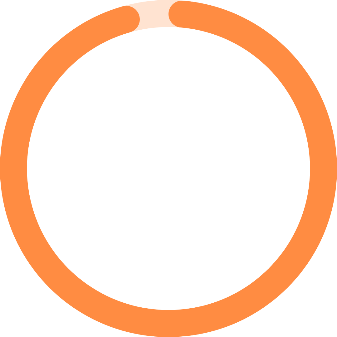 Orange circular loading icon on a transparent background.