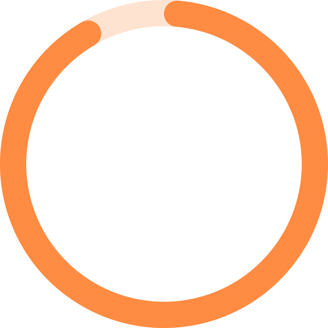 Orange circular progress bar on a transparent background.