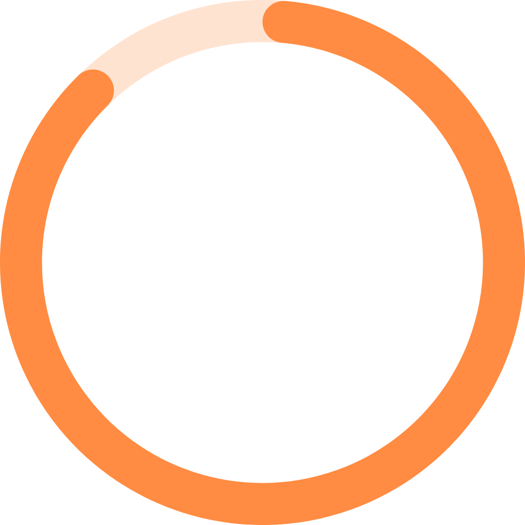 Orange circular progress bar on a transparent background.