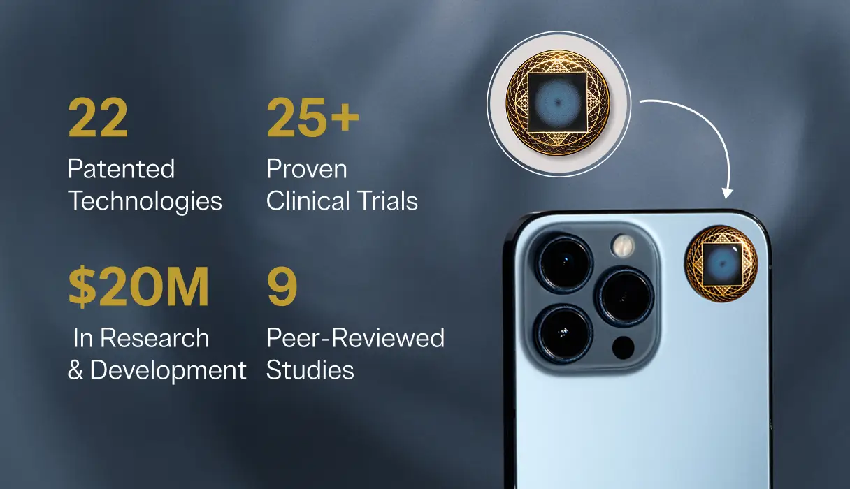 Image of a smartphone with text about technologies and studies.