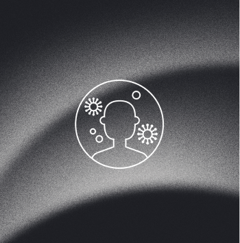 Abstract silhouette with circular patterns on a textured gray background.