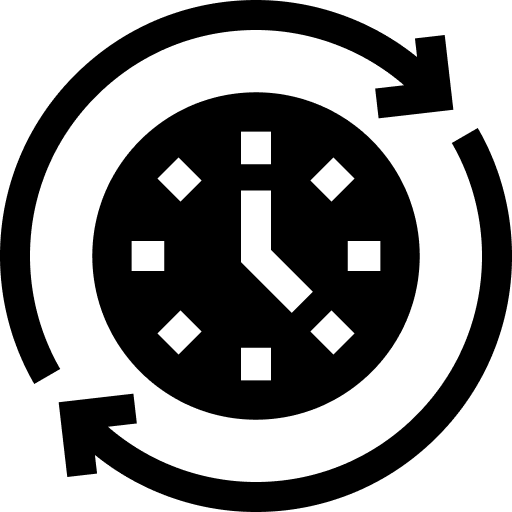 Clock icon with circular arrows, signifying time or refresh.