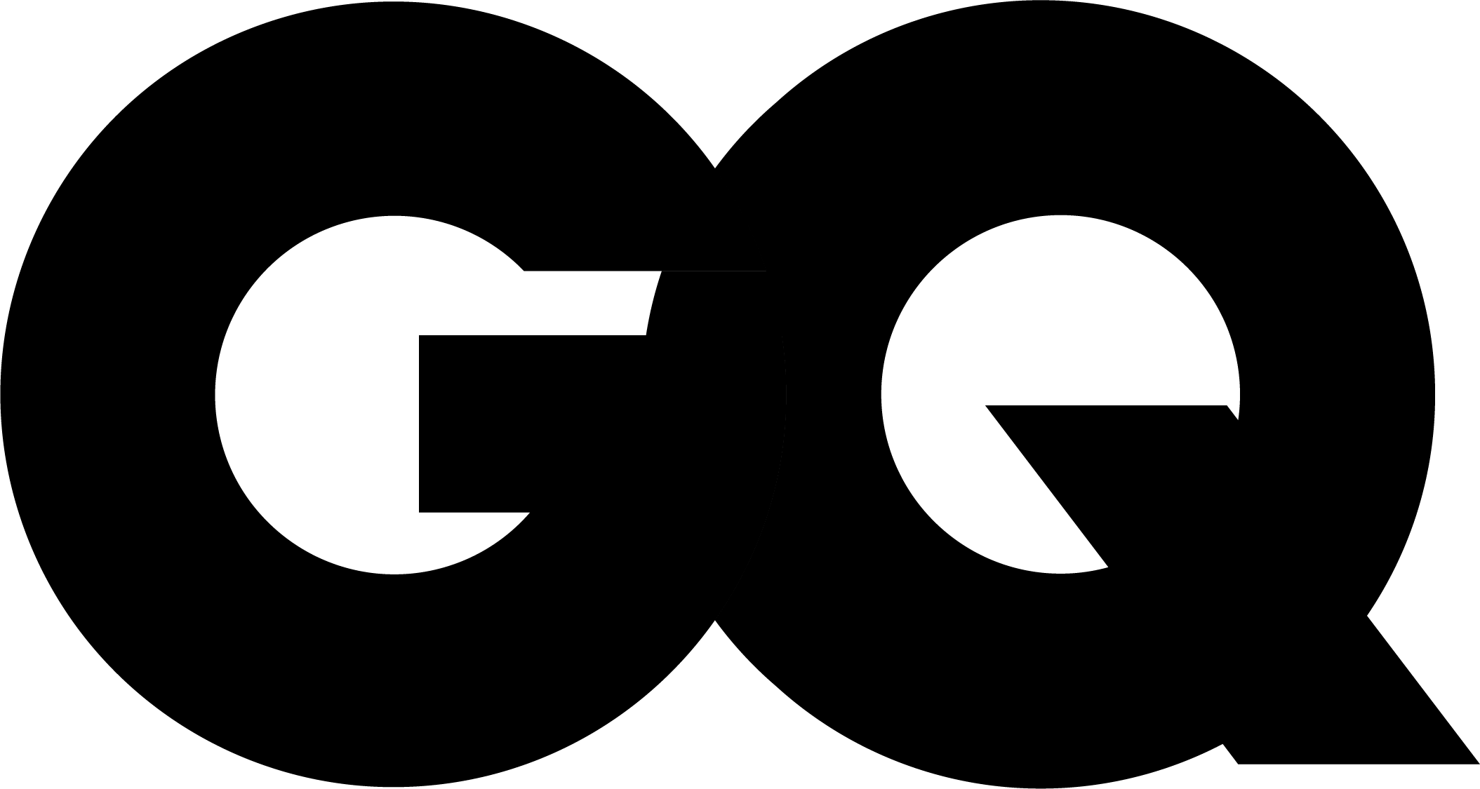 Black 'GQ' logo on a transparent background.