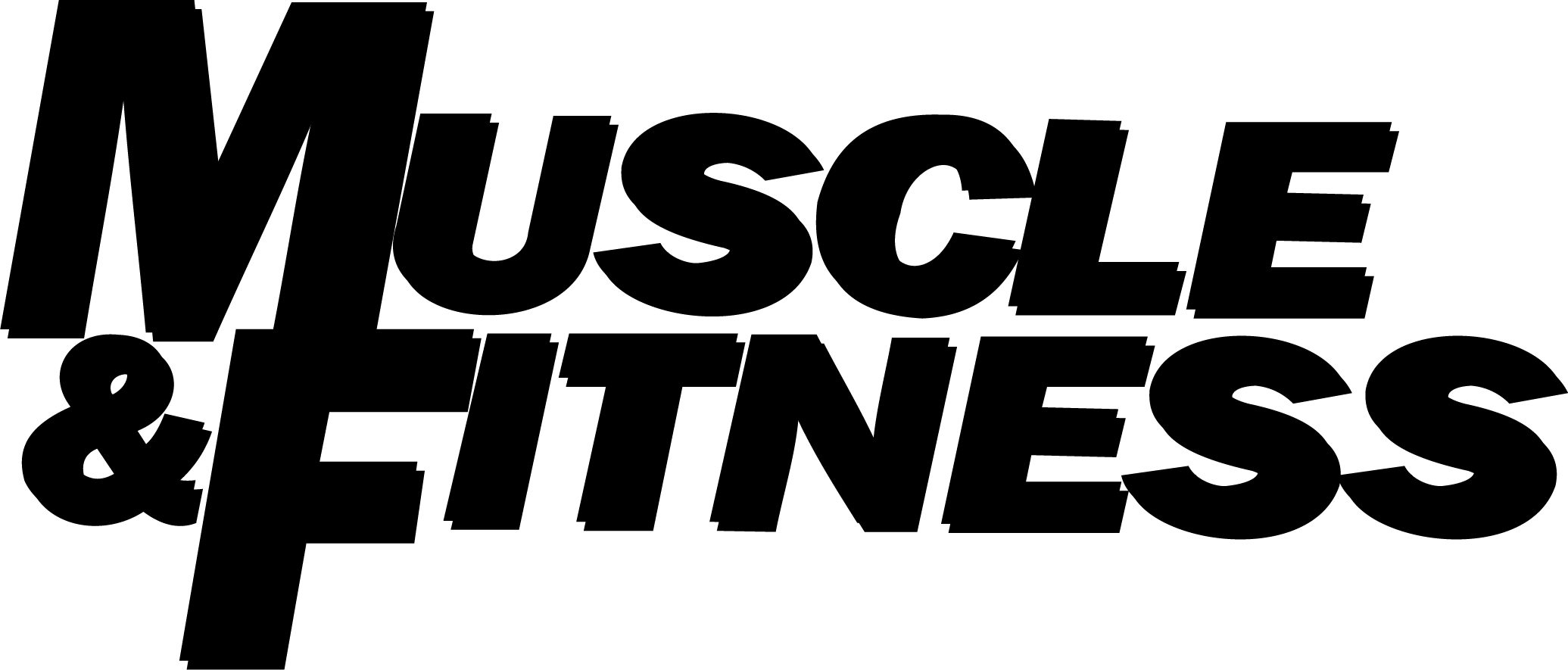 Black text logo reading 'Muscle & Fitness' on a white background.