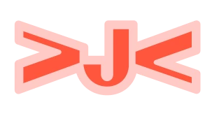 Red stylized letter 'J' with arrow-like shapes on both sides.