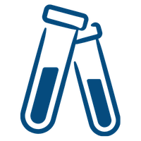 Icon of two blue test tubes containing liquid.