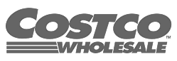 Black and white 'Costco Wholesale' logo with stripes underneath.