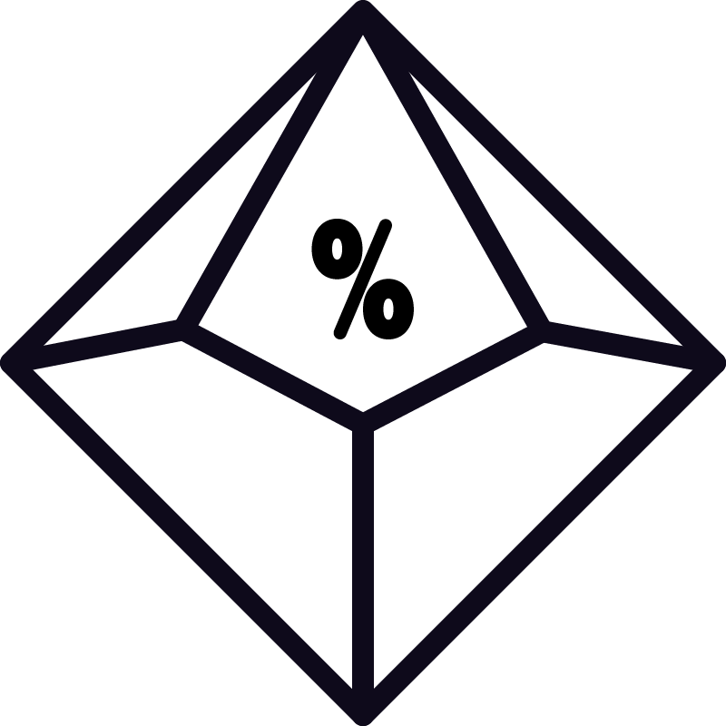 Outline of an envelope with a percentage symbol inside.