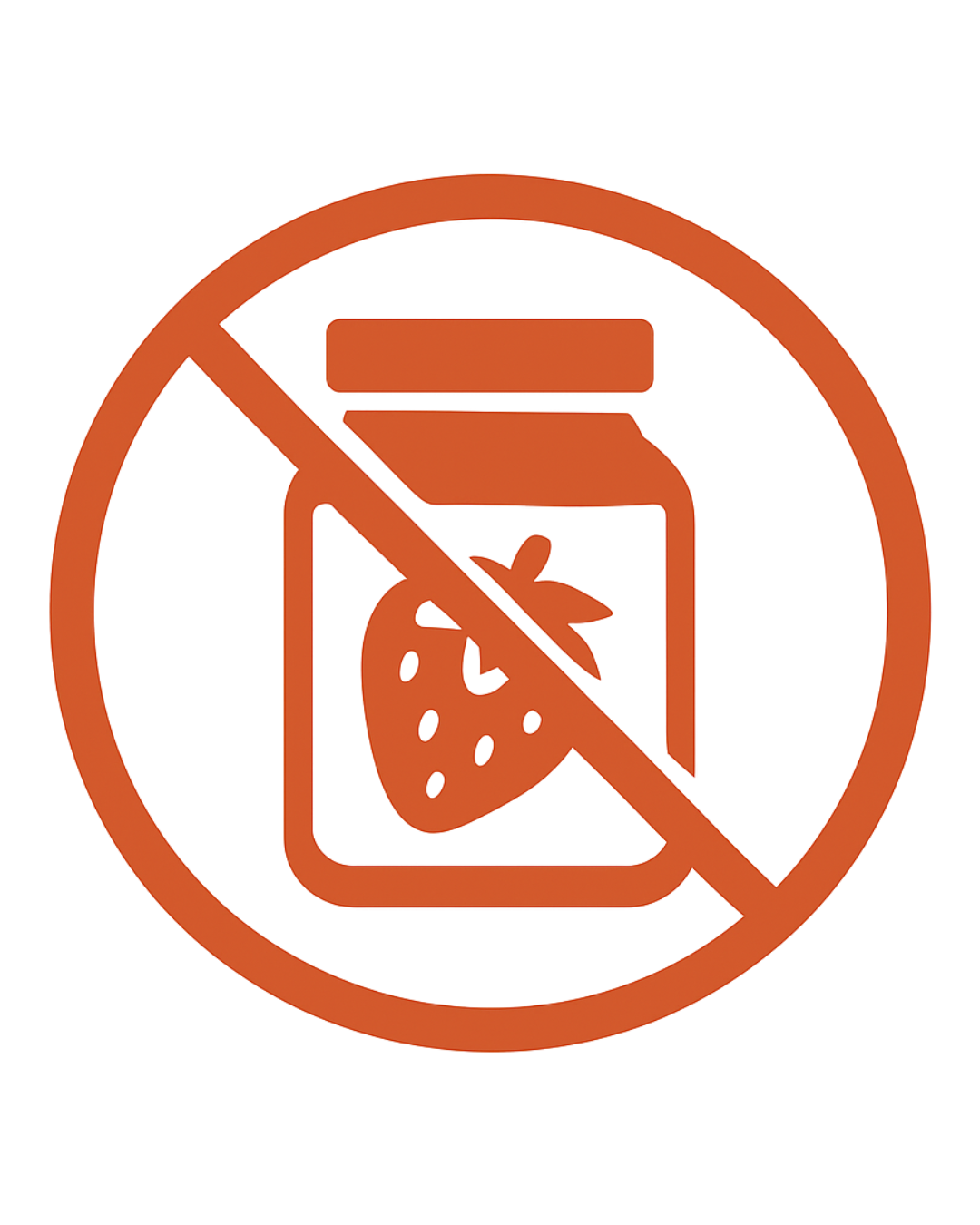 Red crossed-out jar with a strawberry icon inside.