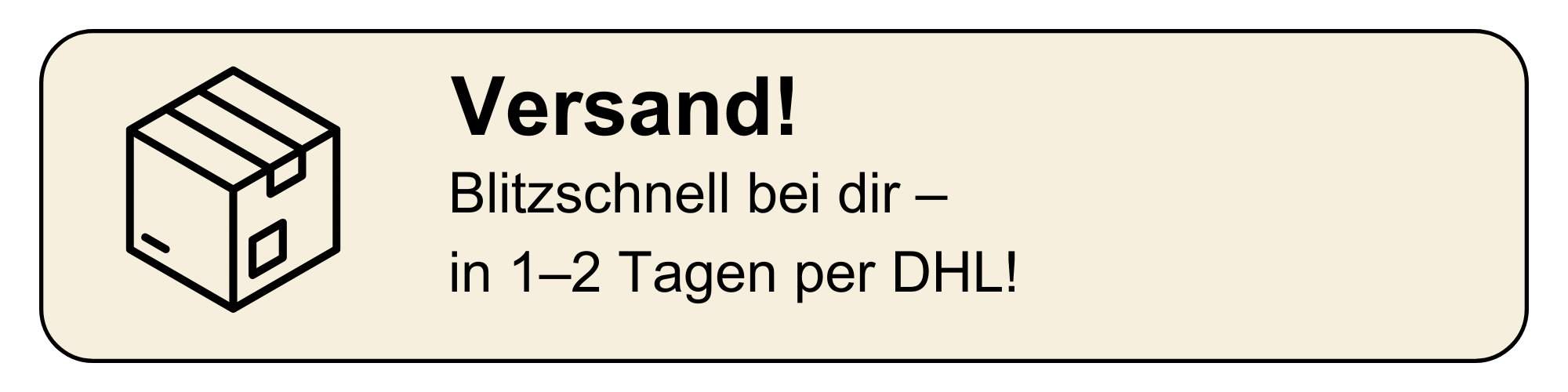 Illustration of a package with German text about fast shipping via DHL.