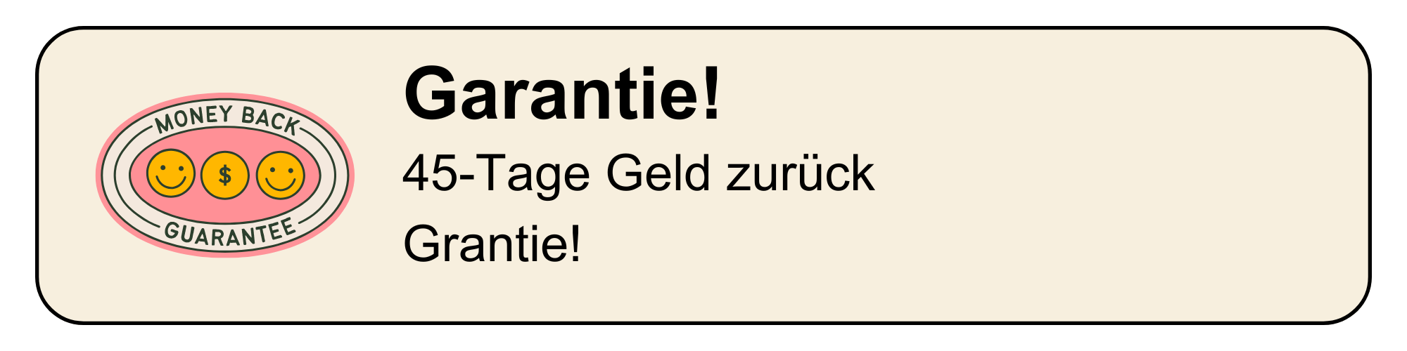 Money back guarantee badge with German text about a 45-day return policy.