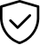 A line icon of a shield with a checkmark inside it, symbolizing security or verification.