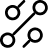 A simple black icon of four circles connected by lines in a diagonal pattern.
