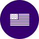 A white icon of the American flag inside a dark purple circle.