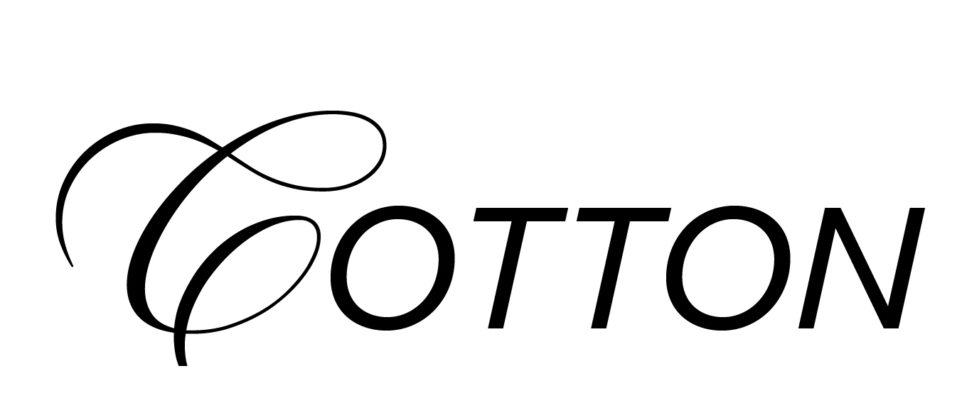 Stylized text spelling 'Cotton' in elegant font.