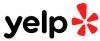 Yelp logo with red and black text accompanied by a red starburst icon.
