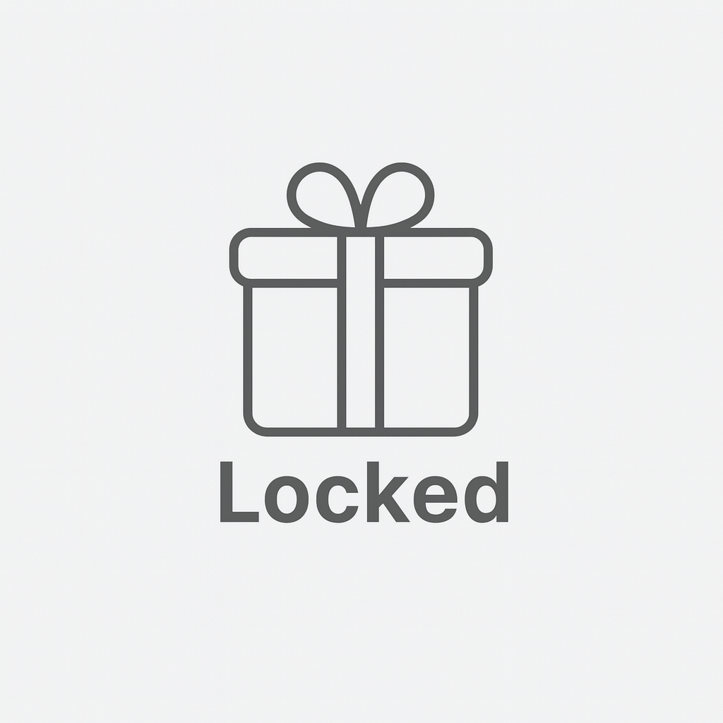 Outline of a gift box with the word 'Locked' below it.