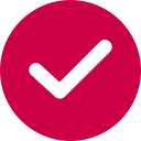 A white checkmark inside a solid magenta circle.