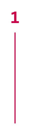 White circle with red number one and vertical line below.