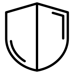 A simple black line icon of a shield on a white background.